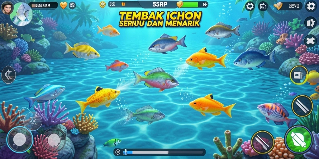 Tampilan seru gameplay Tembak Ikan di 55RP.
