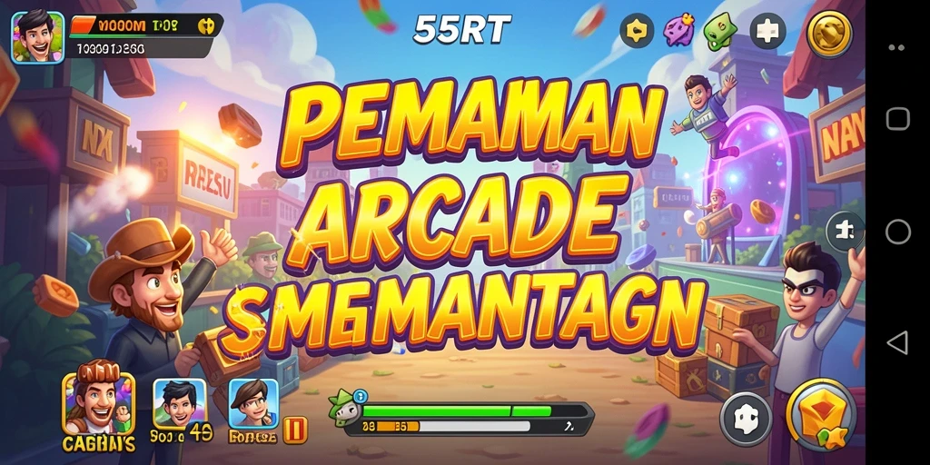 Tangkapan layar 55RT menunjukkan aksi gameplay arcade yang seru.