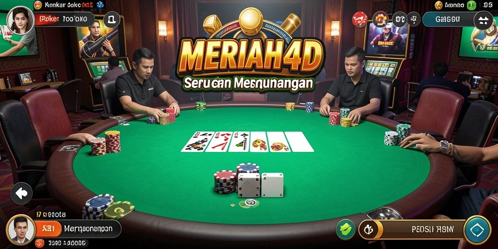Screenshot gameplay MERIAH4D dengan suasana poker yang mendebarkan.