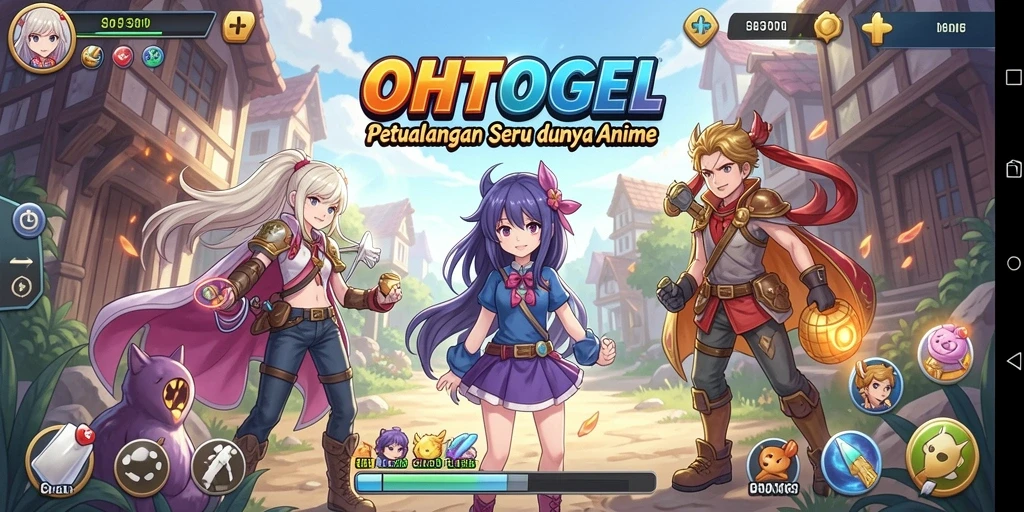 Tampilan gameplay OHTOGEL menampilkan aksi karakter Anime yang seru.